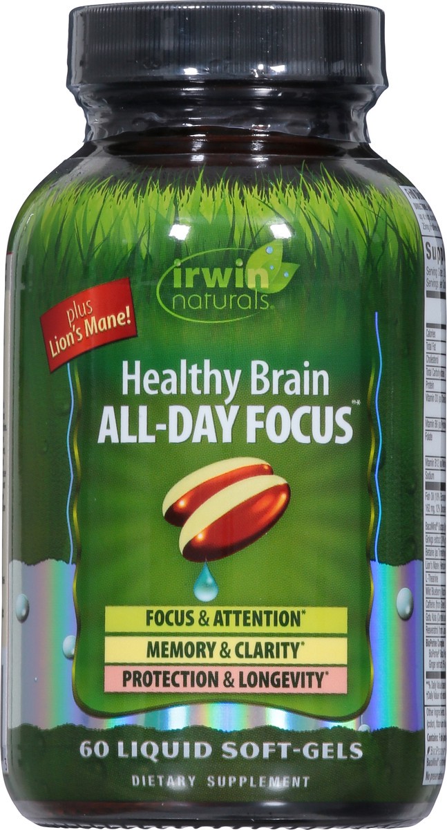 slide 12 of 14, Irwin Naturals All-Day Focus Healthy Brain 60 Liquid Soft-Gels, 60 ct