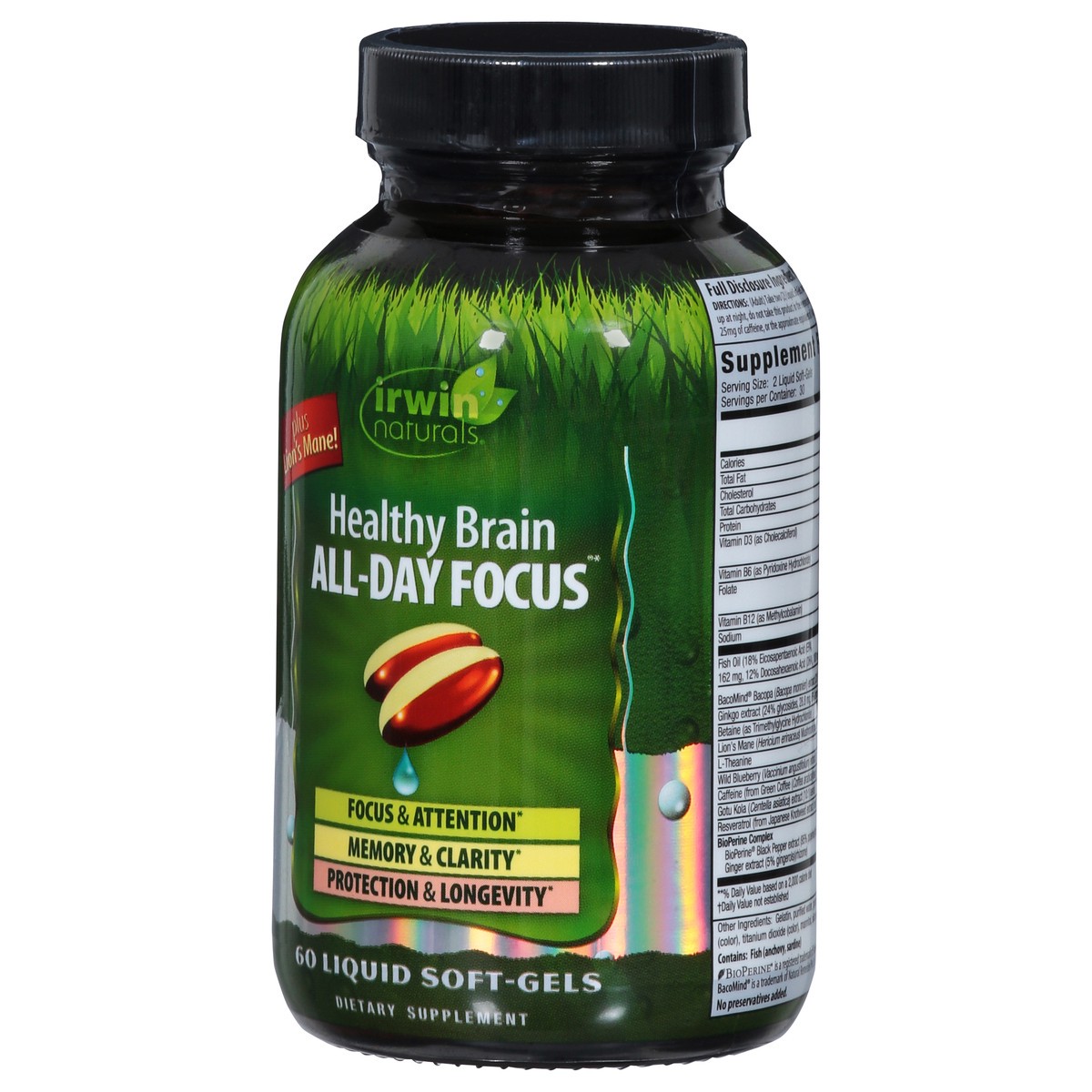 slide 9 of 14, Irwin Naturals All-Day Focus Healthy Brain 60 Liquid Soft-Gels, 60 ct