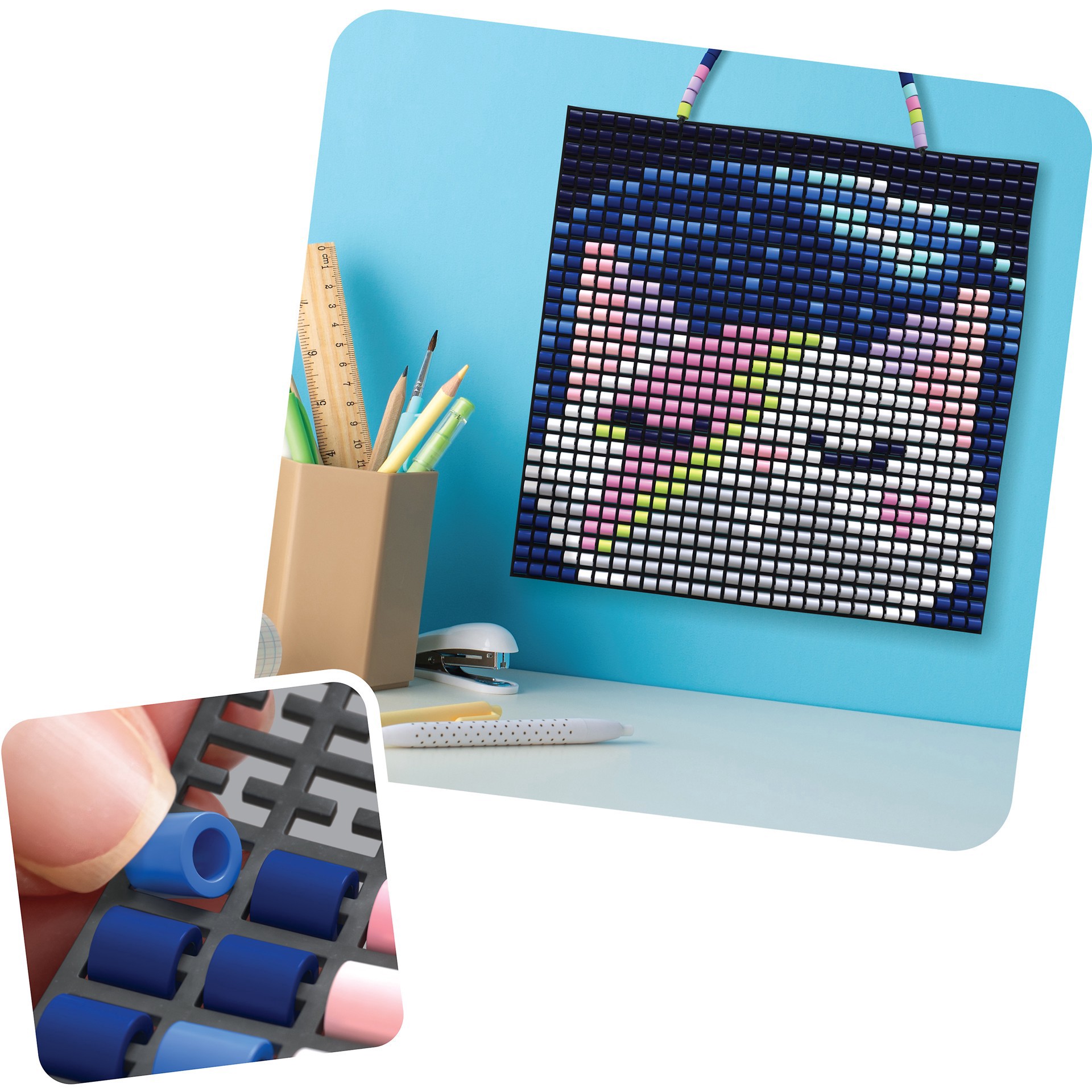 slide 7 of 7, Perler Snappix Astro Kitty Bead Craft Kit, 7.75 in x 7.75 in