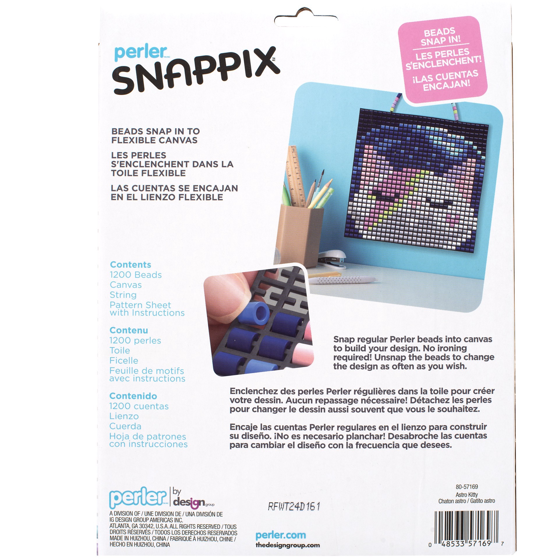 slide 5 of 7, Perler Snappix Astro Kitty Bead Craft Kit, 7.75 in x 7.75 in