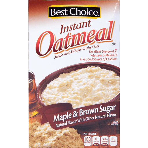 slide 1 of 1, Best Choice Instant Oatmeal Maple & Brown Sugar, 10 ct