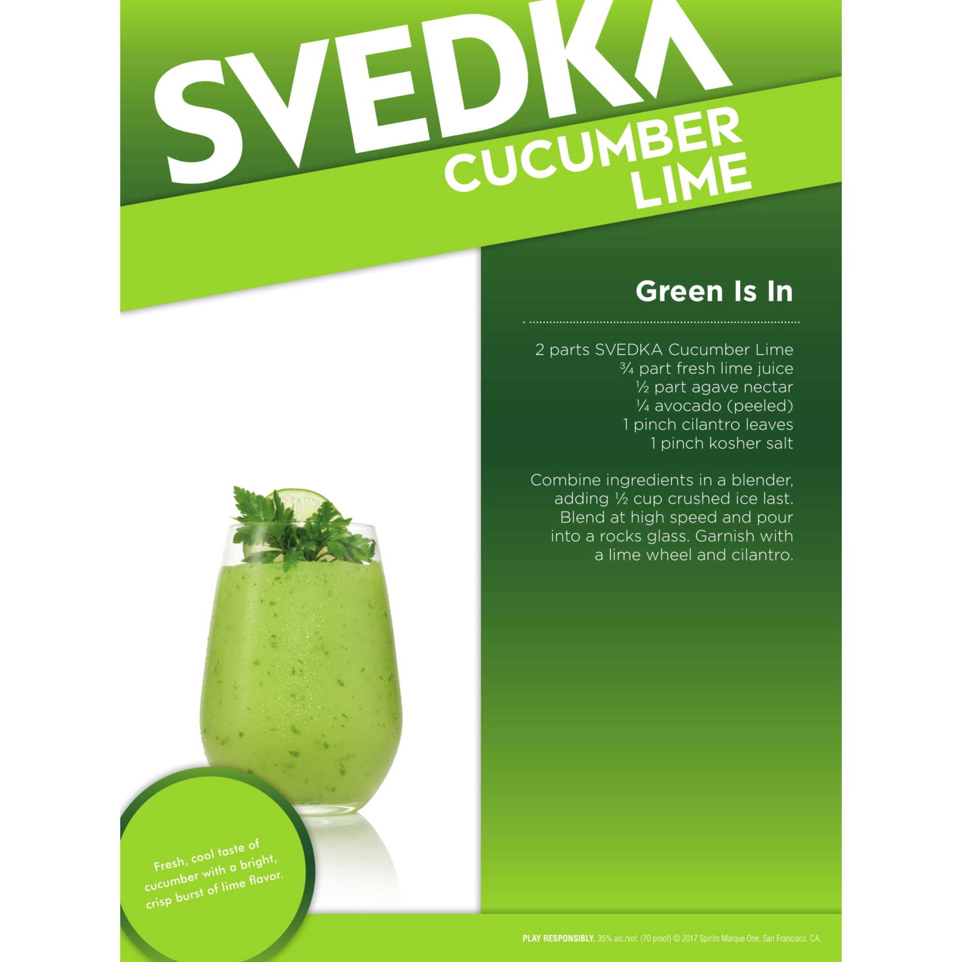 slide 7 of 8, SVEDKA Cucumber Lime Flavored Vodka, 750 mL Bottle, 70 Proof, 750 ml