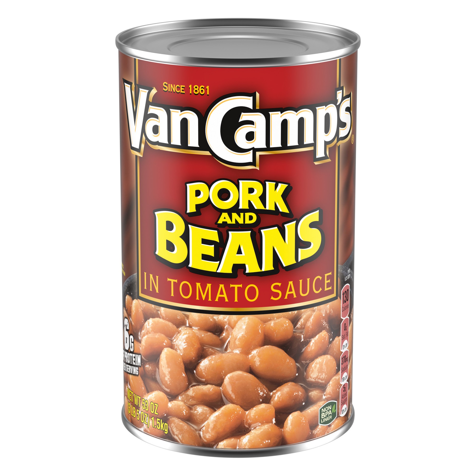 slide 1 of 2, Van Camp's In Tomato Sauce Pork and Beans 53 oz, 53 oz