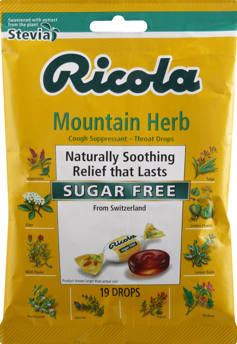 slide 9 of 11, Ricola Mountain Herb Cough Suppressant/Throat Drops 19 ea, 19 ct