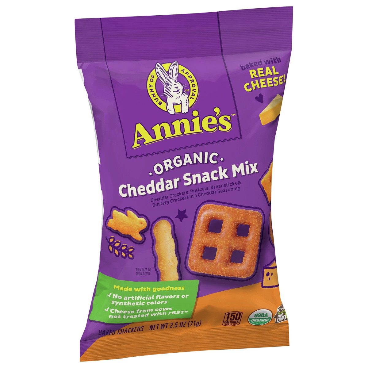 slide 13 of 14, Annie's Organic Cheddar Snack Mix With Assorted Crackers and Pretzels, 2.5 oz Bag, 2.5 oz