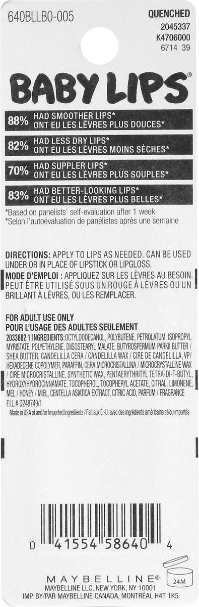 slide 6 of 11, Maybelline Baby Lips Moisturizing 05 Quenched Lip Balm 0.15 oz, 1 ct