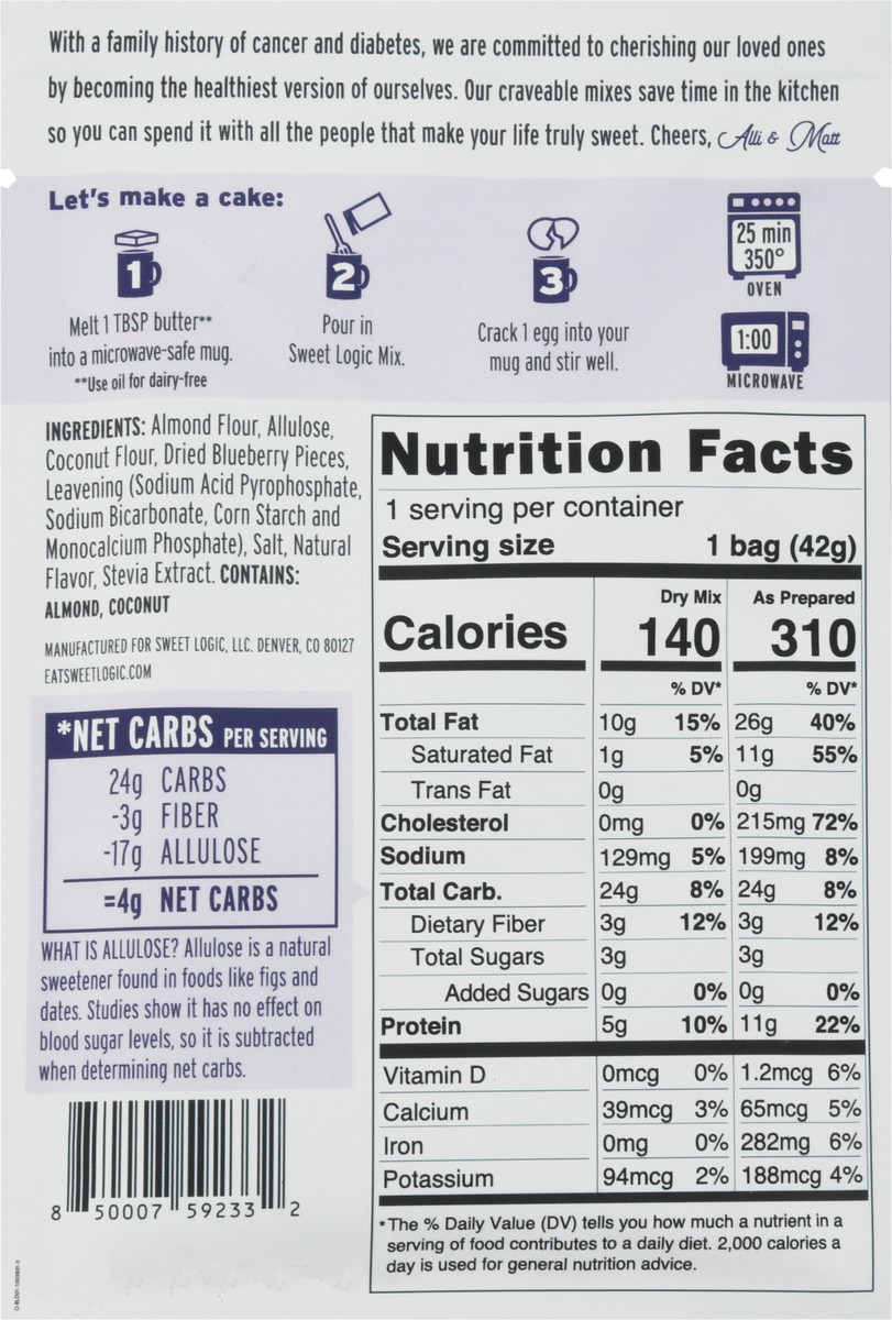 slide 4 of 9, Sweet Logic Blueberry Mug Muffin Mix, 1.5 oz