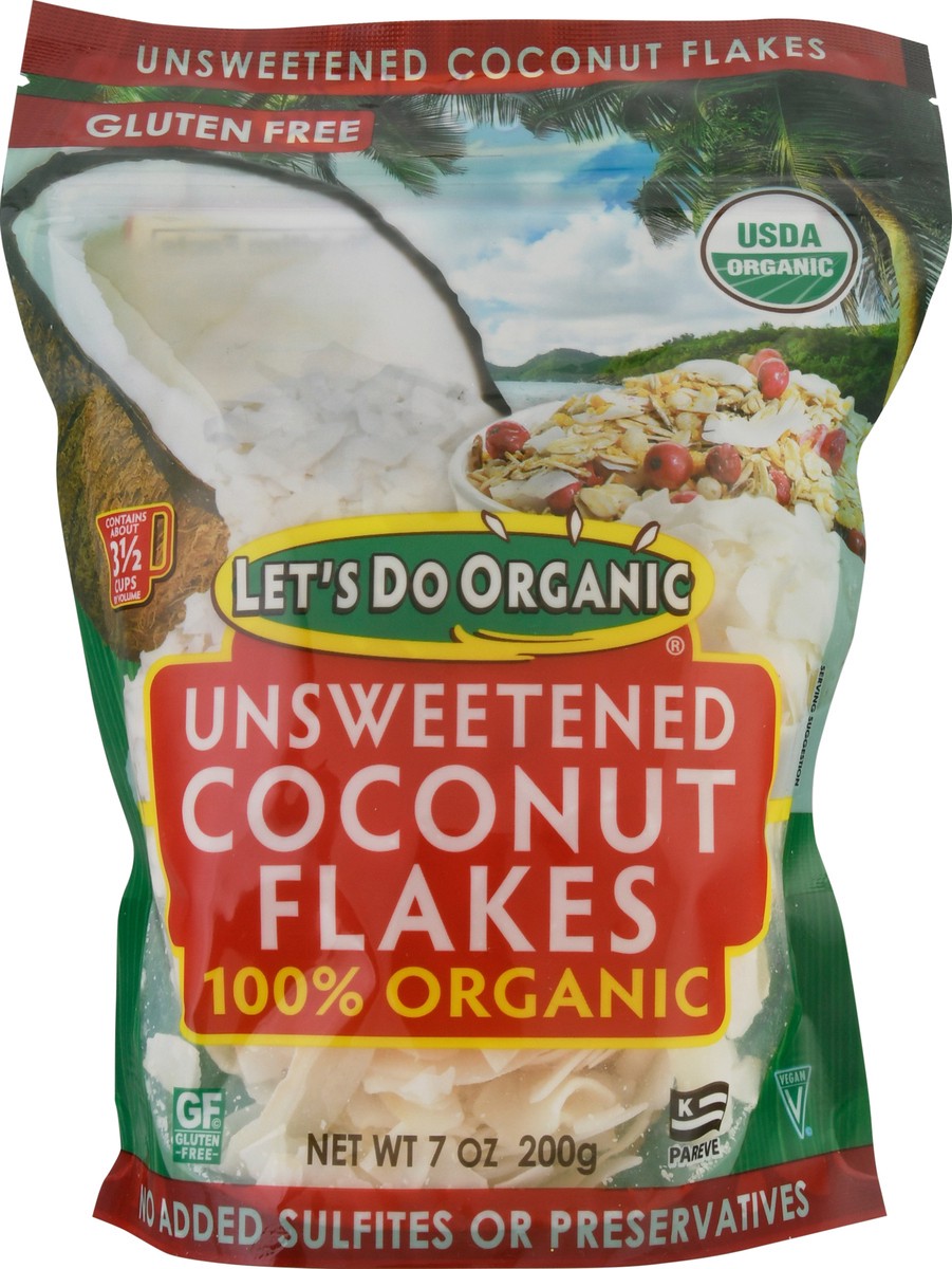 slide 1 of 9, Let's Do Lets Do Organic Unsweetened Fancy Coconut Flakes, 7 oz