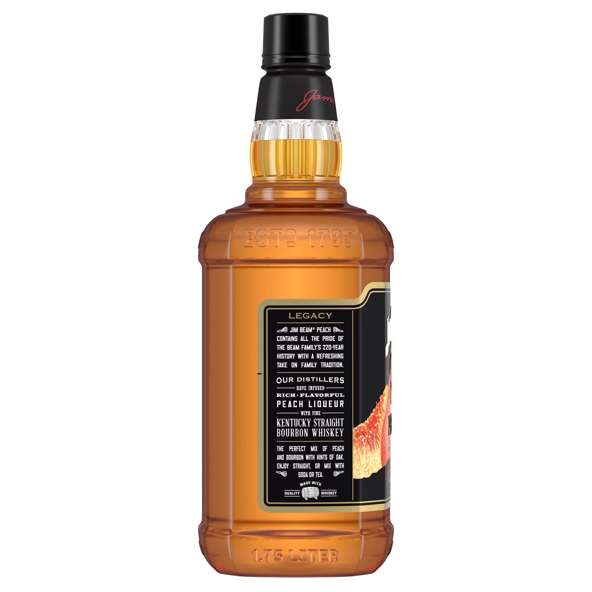 slide 2 of 3, Jim Beam Peach Liqueur with Kentucky Straight Bourbon Whiskey 1.75 L, 1.75 liter