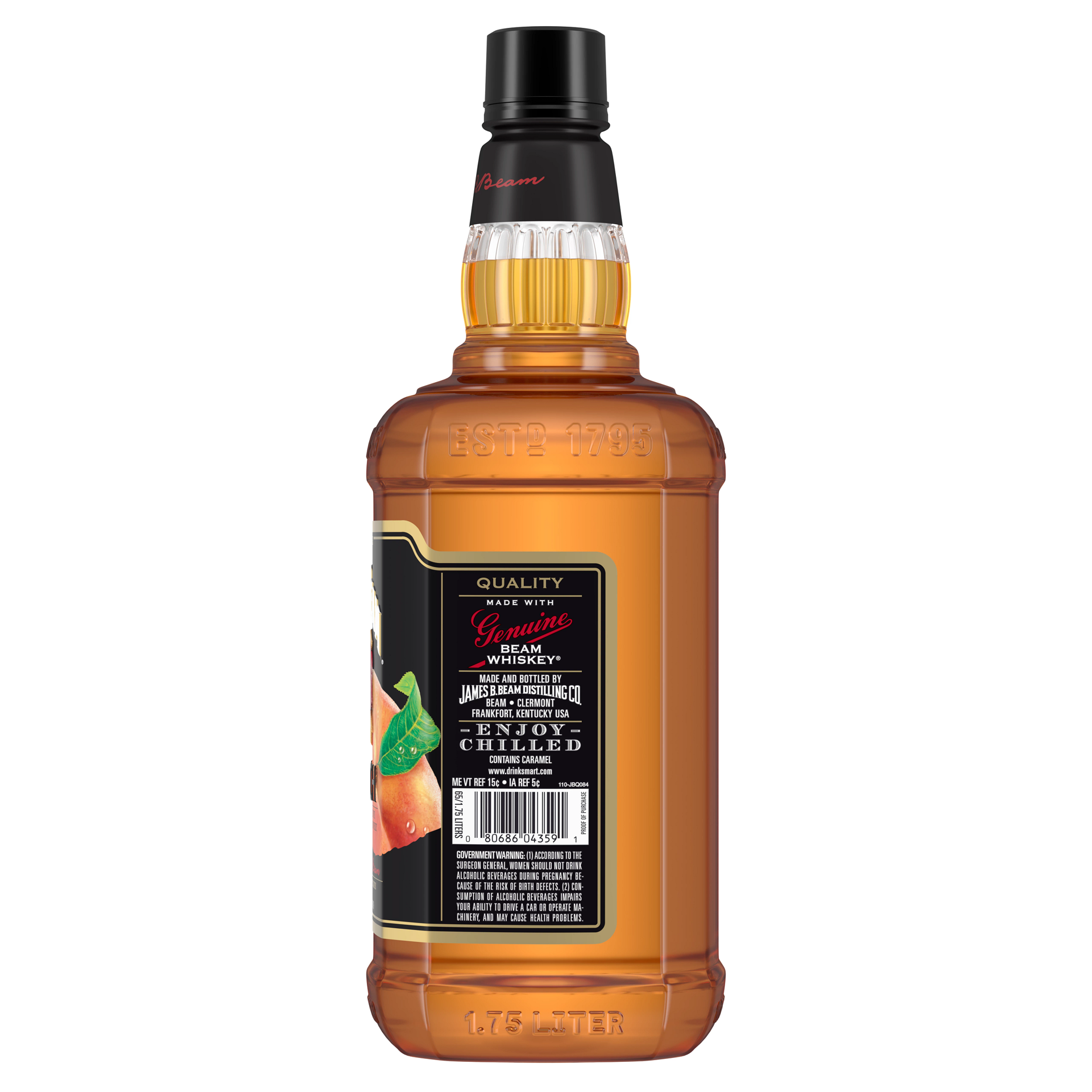 slide 3 of 3, Jim Beam Peach Liqueur with Kentucky Straight Bourbon Whiskey 1.75 L, 1.75 liter