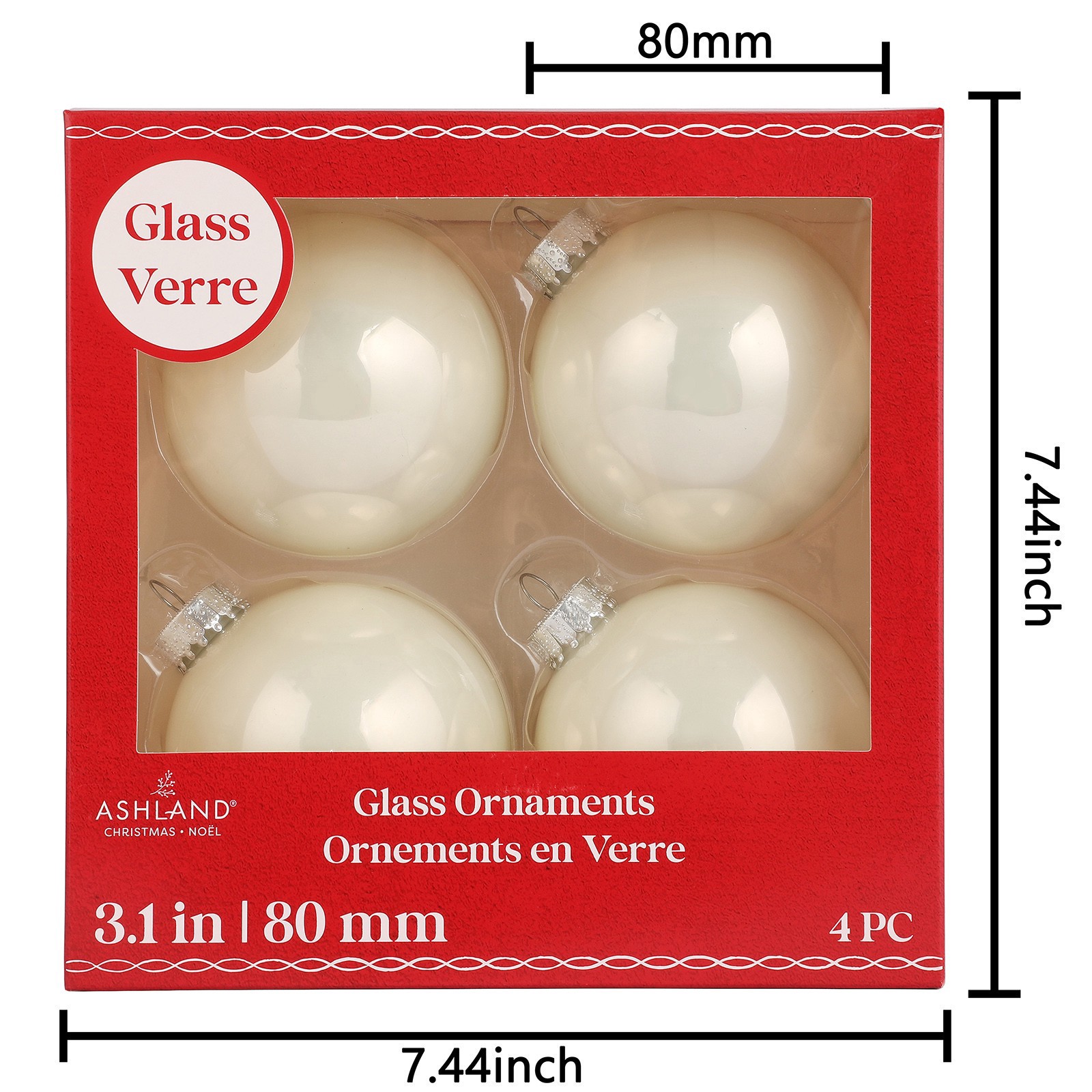 slide 3 of 3, 4 Pack 3.1" Shiny Glass Ball Ornaments By Ashland, 4 ct