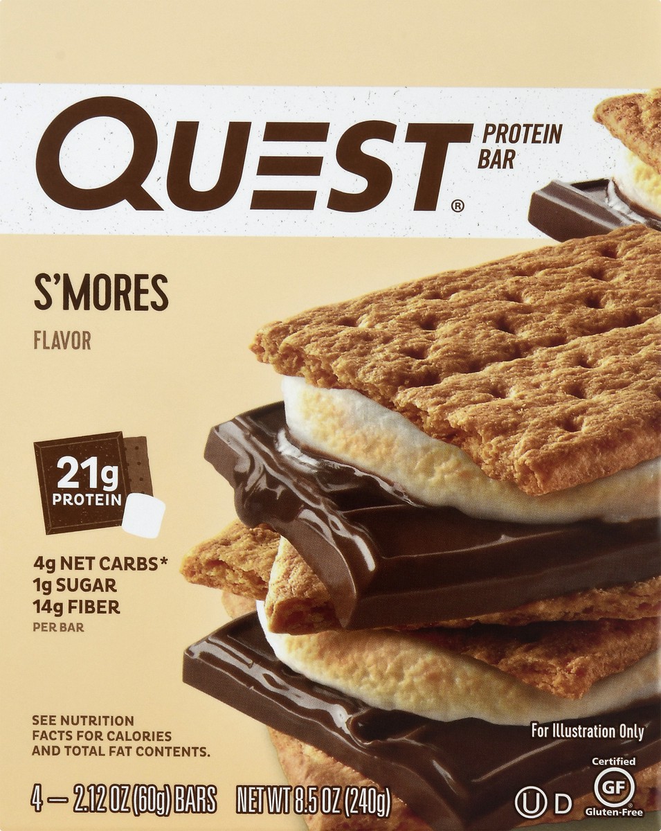 slide 1 of 9, Quest Protein Bar, S'mores Flavor, 4 ct