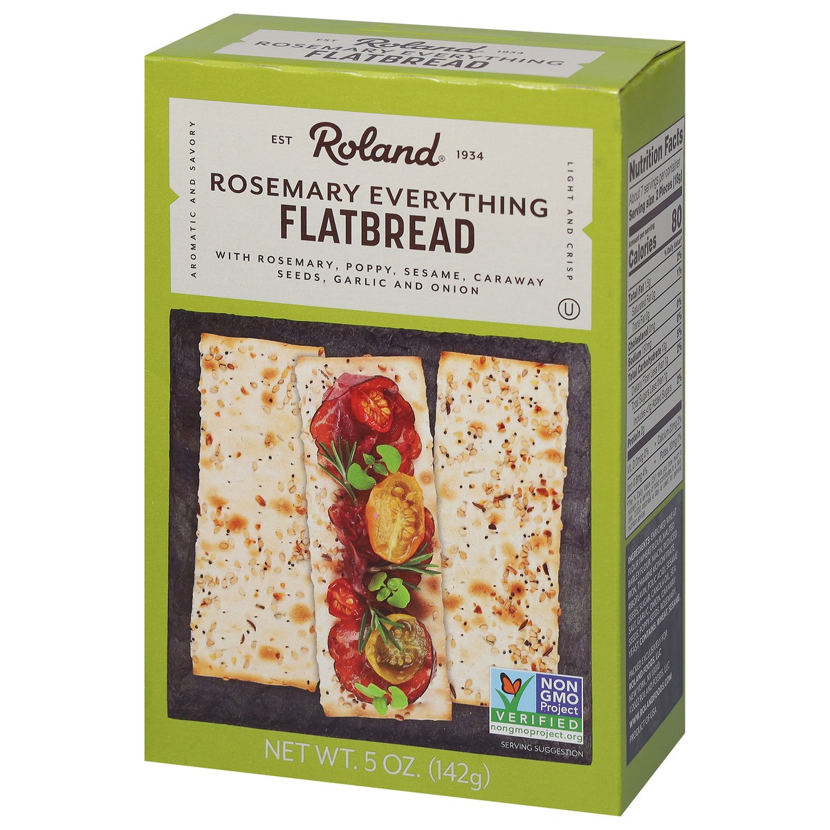 slide 2 of 9, Roland Rosemary Everything Flatbread 5 oz, 5 oz
