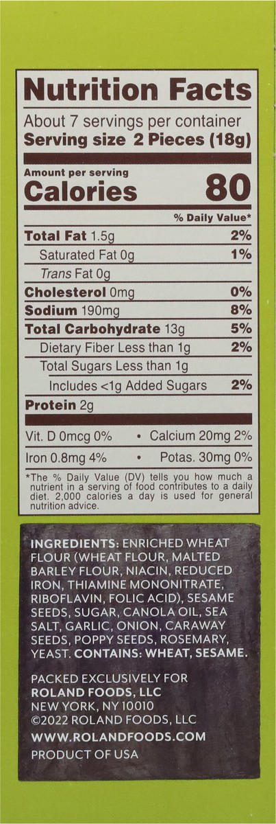 slide 3 of 9, Roland Rosemary Everything Flatbread 5 oz, 5 oz