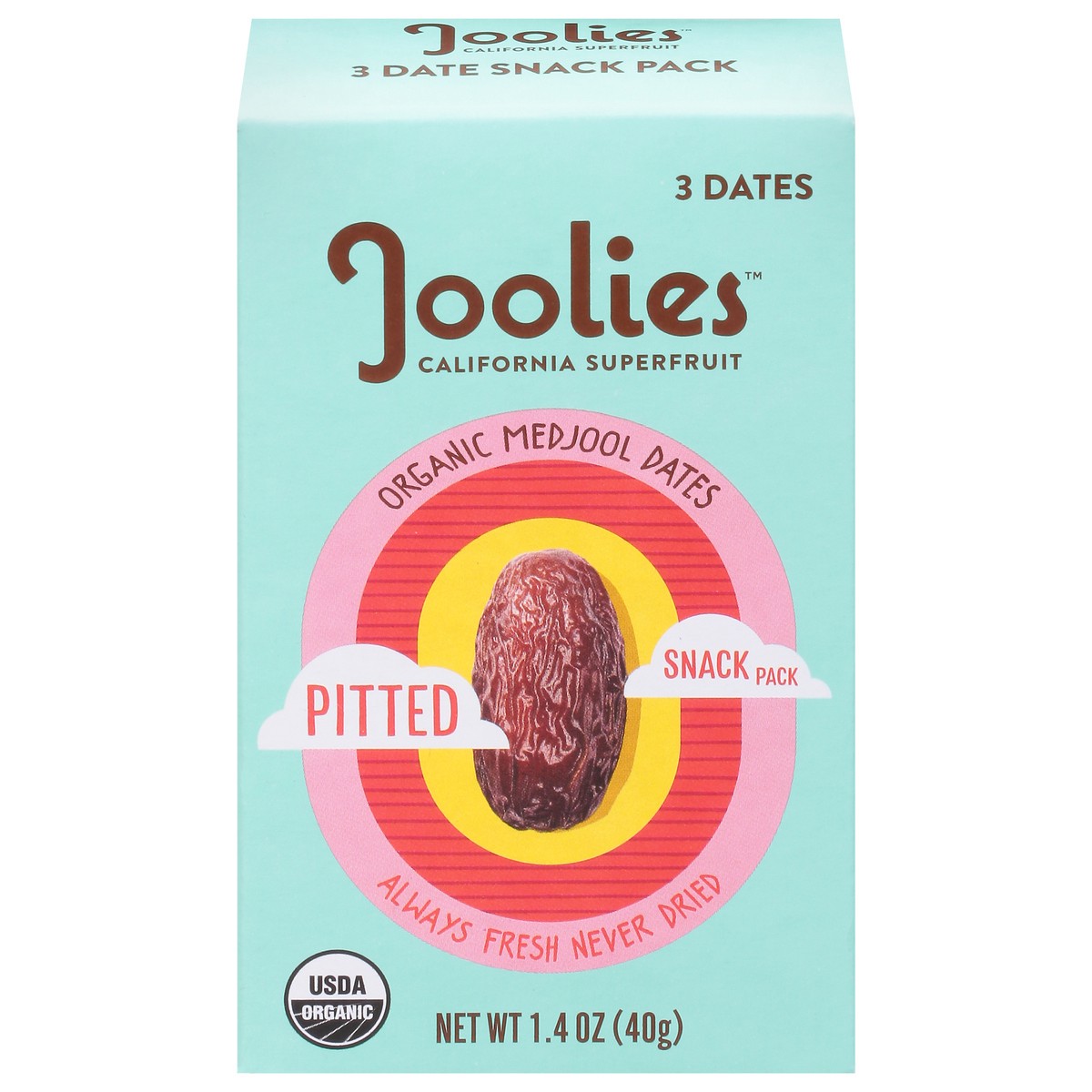 slide 1 of 9, Joolies Organic Pitted Dates Snack Pack 3 ea, 3 ct