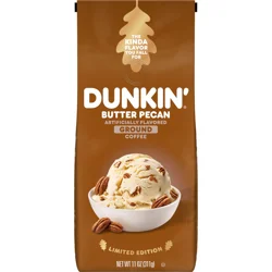 Dunkin' Dunkin’ Butter Pecan Artificially Flavored Coffee, Ground Coffee, 11 oz. Bag