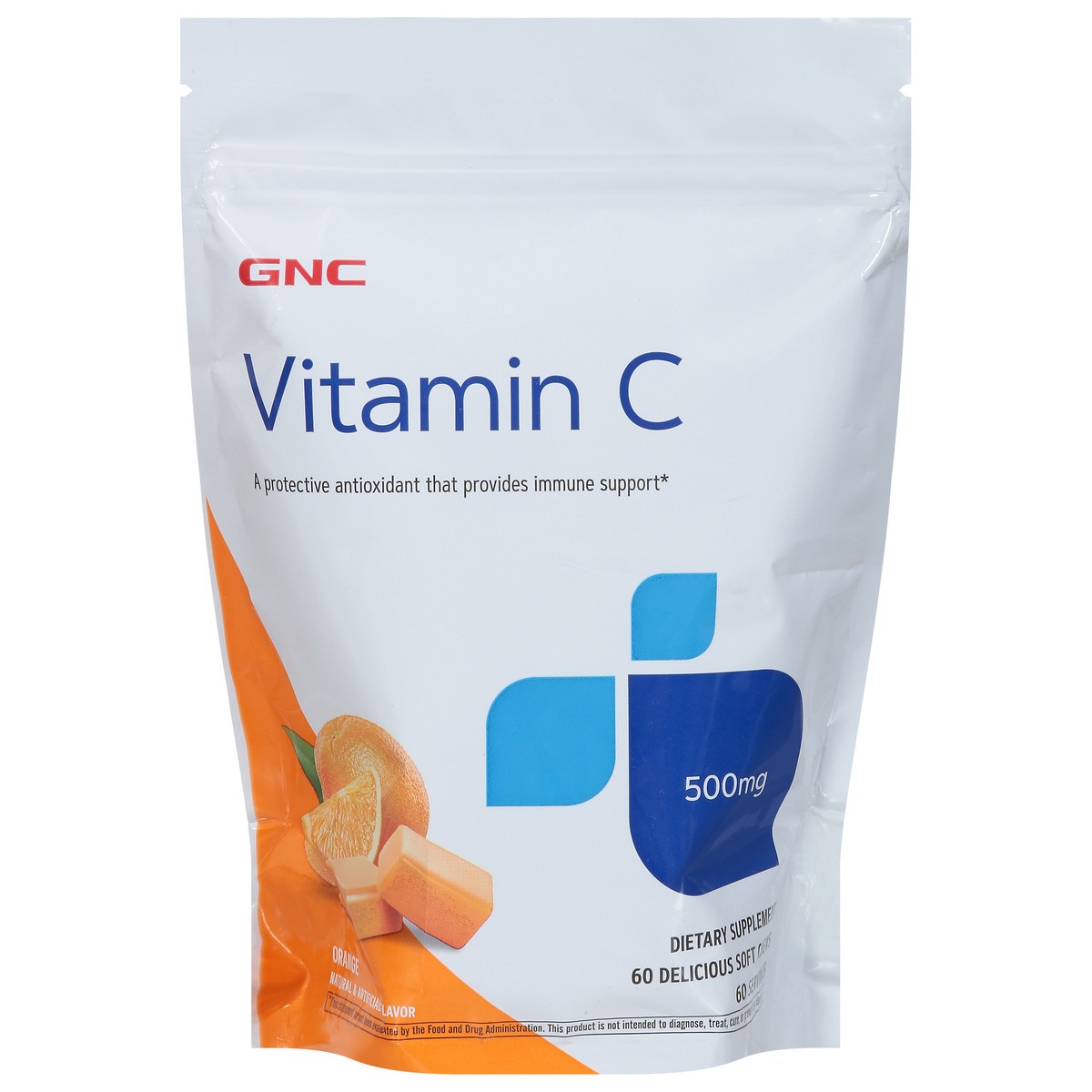 slide 1 of 10, GNC Vitamin C Soft Chews 500mg - Orange, 60 ct