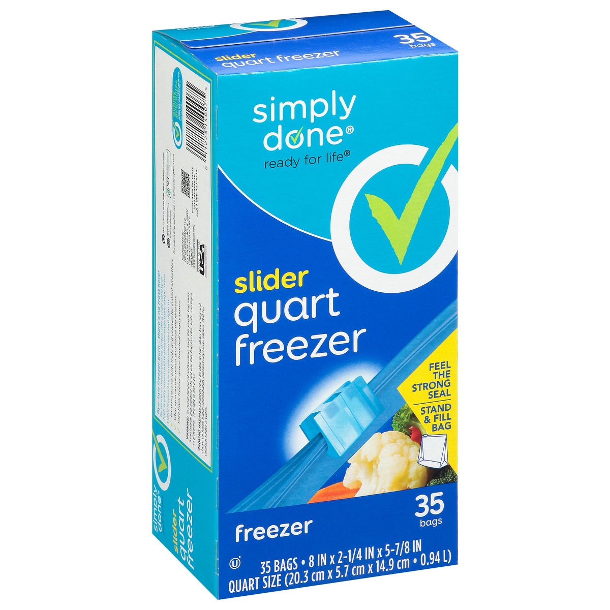 slide 11 of 16, Simply Done Slider Quart Freezer Bags, 35 ct