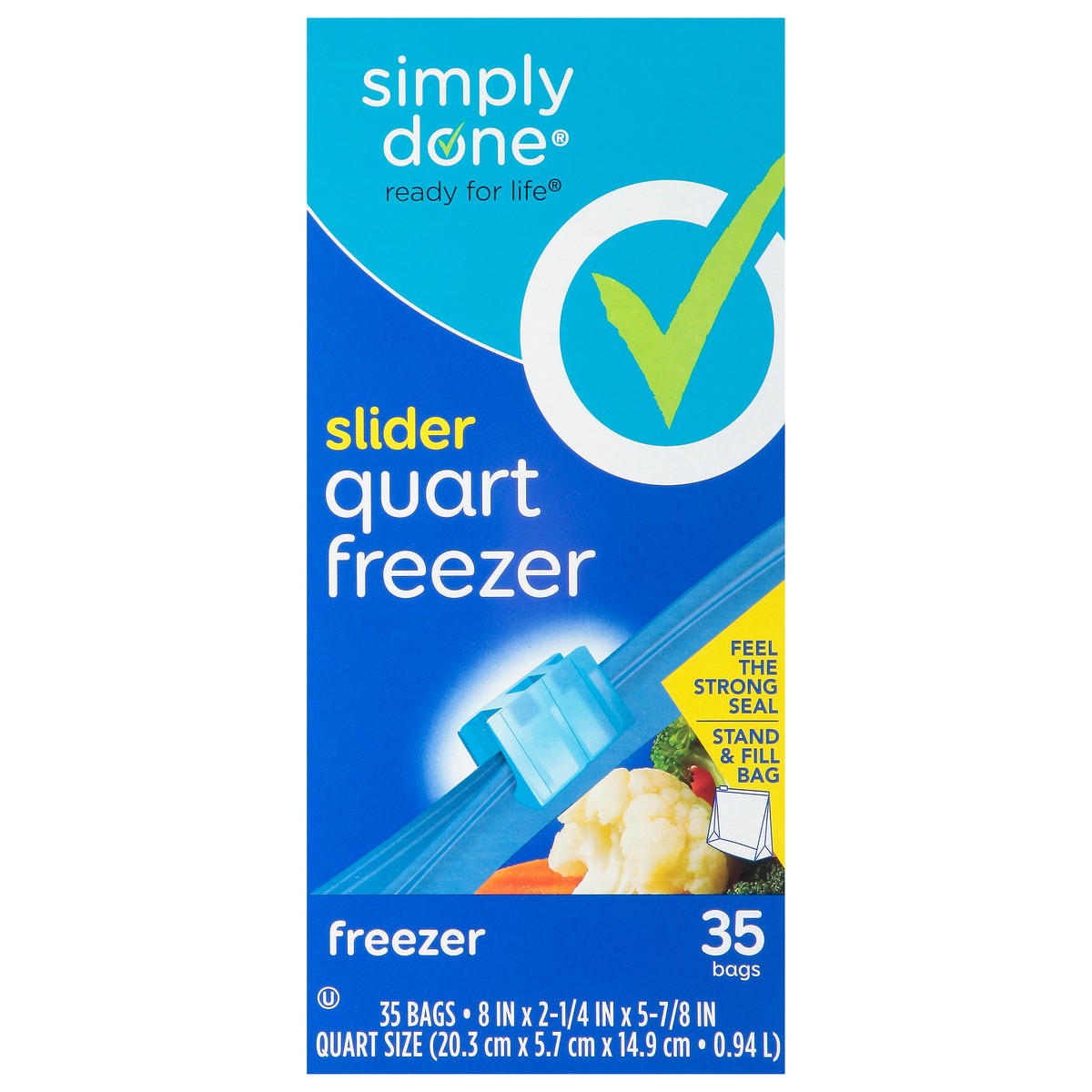 slide 12 of 16, Simply Done Slider Quart Freezer Bags, 35 ct