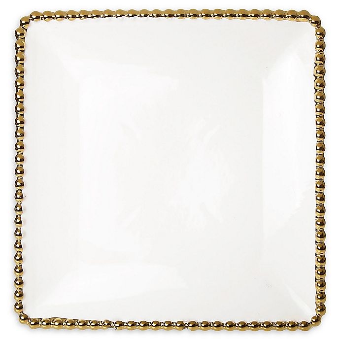 slide 1 of 3, Classic Touch Gold Bead Square Dessert Plates, 4 ct