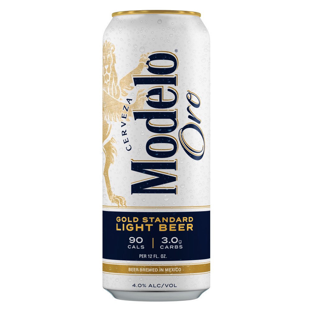 slide 1 of 5, Modelo Oro Mexican Lager Import Light Beer, 24 fl oz Can, 4.0% ABV, 24 fl oz