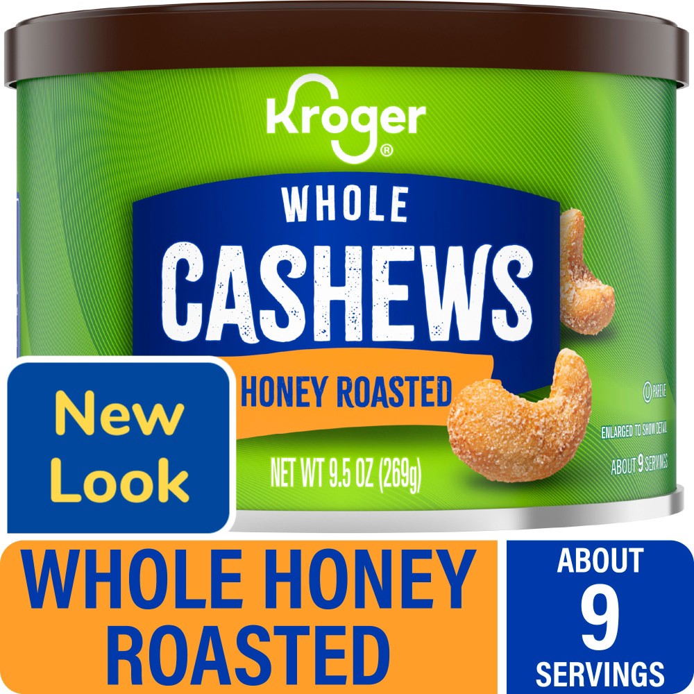slide 1 of 4, Kroger Honey Roasted Cashews, 9.5 oz