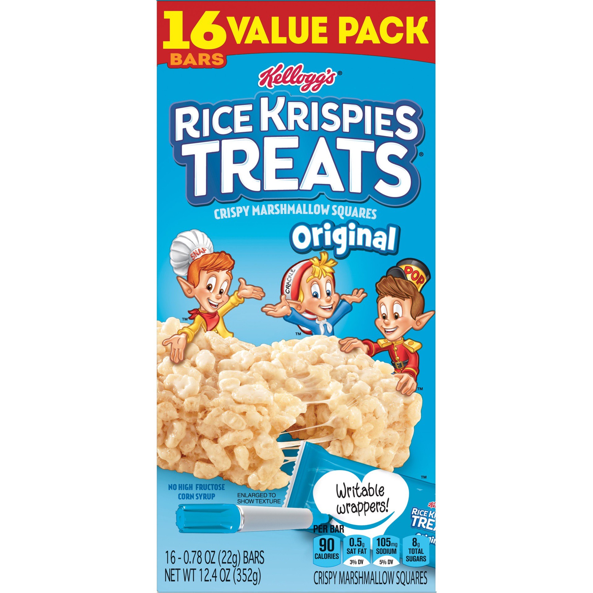 slide 2 of 7, Rice Krispies Treats Kellogg's Rice Krispies Treats Marshmallow Snack Bars, Kids Snacks, School Lunch, Original, 12.4 oz