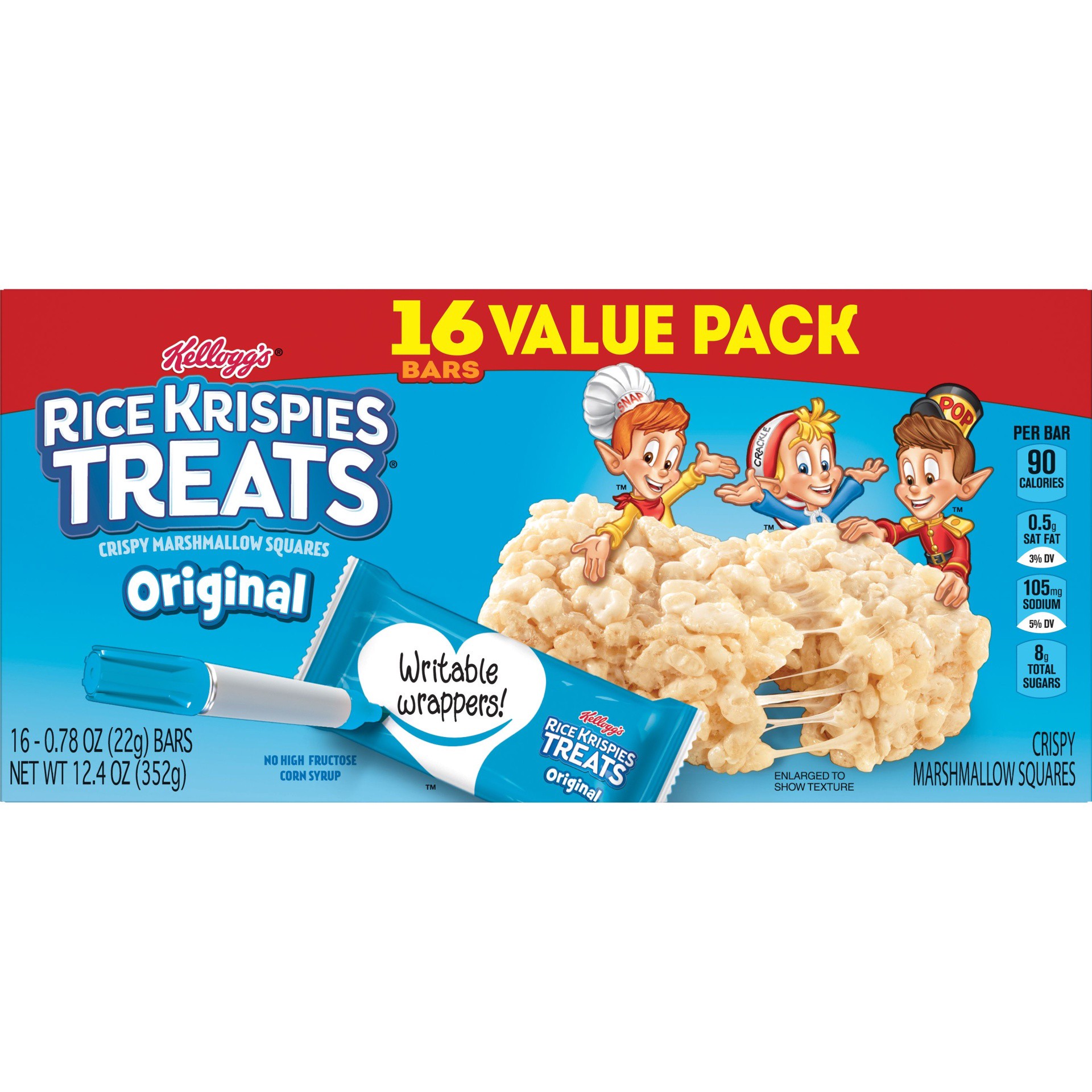 slide 3 of 7, Rice Krispies Treats Kellogg's Rice Krispies Treats Marshmallow Snack Bars, Kids Snacks, School Lunch, Original, 12.4 oz