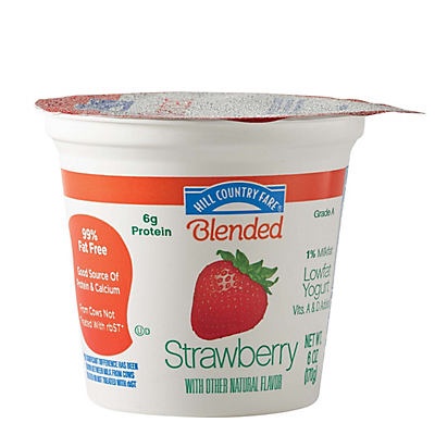 slide 1 of 1, Hill Country Fare Blended Low Fat Strawberry Yogurt, 6 oz