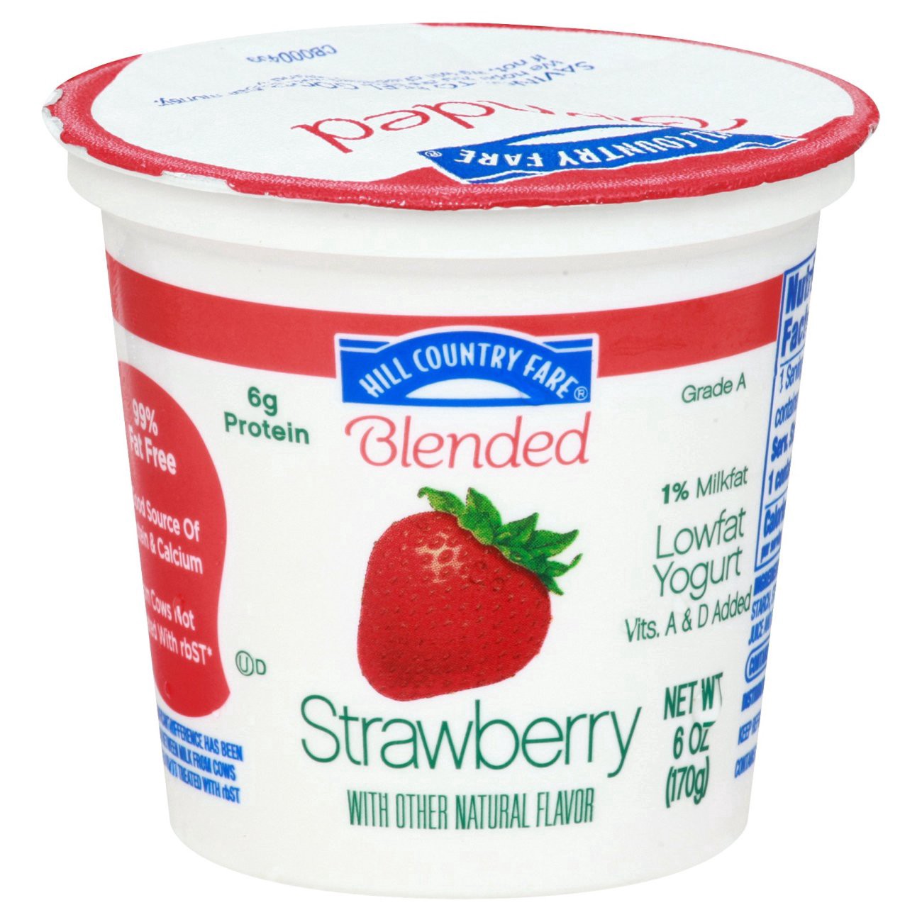 slide 1 of 1, Hill Country Fare Blended Low Fat Strawberry Yogurt, 6 oz