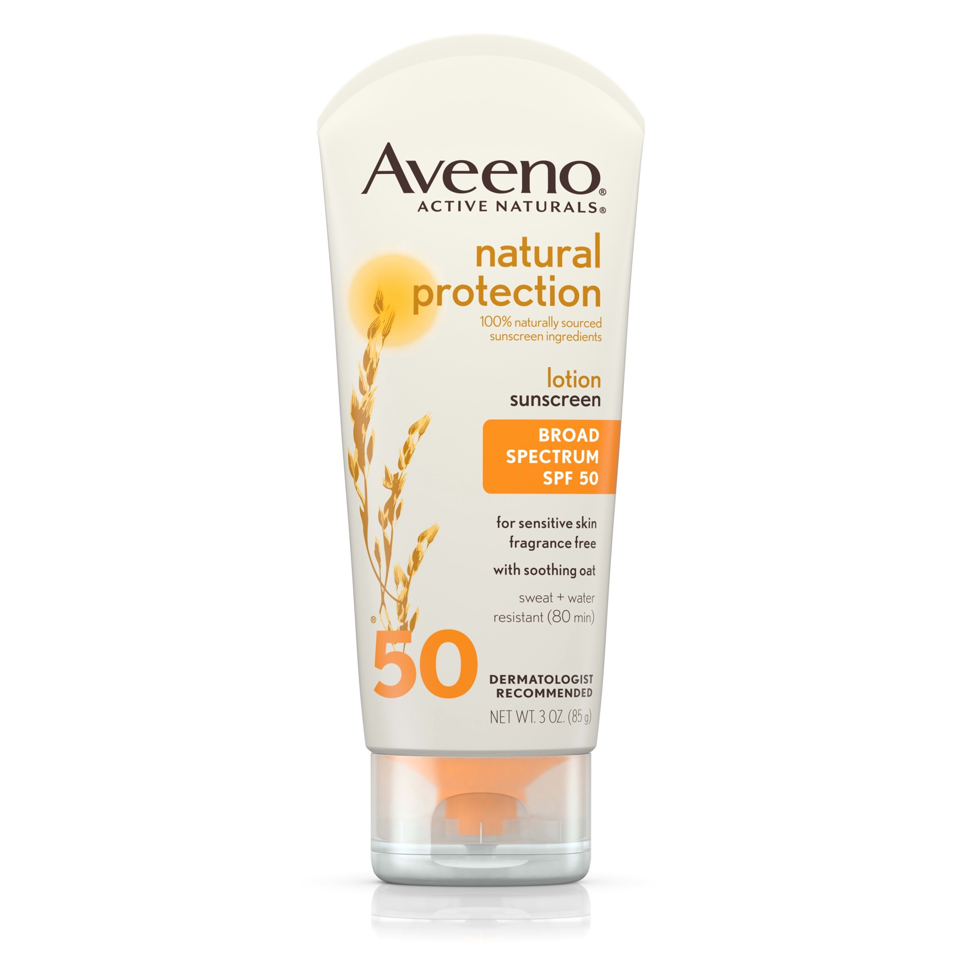 slide 1 of 6, AVEENO Natural Protection Lotion Sunscreen with Broad Spectrum SPF 50, 3 Oz, 3 oz