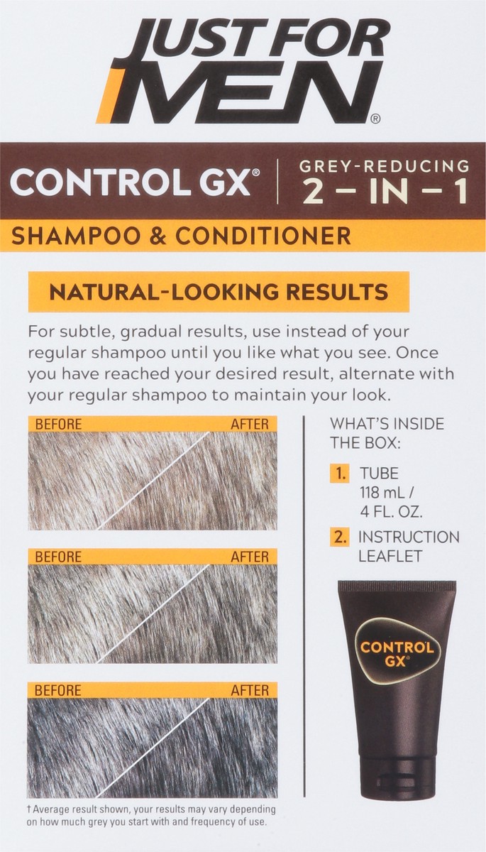 slide 7 of 9, Just for Men Control GX Grey Reducing 2-in-1 Shampoo & Conditioner 4 ea, 4 ct