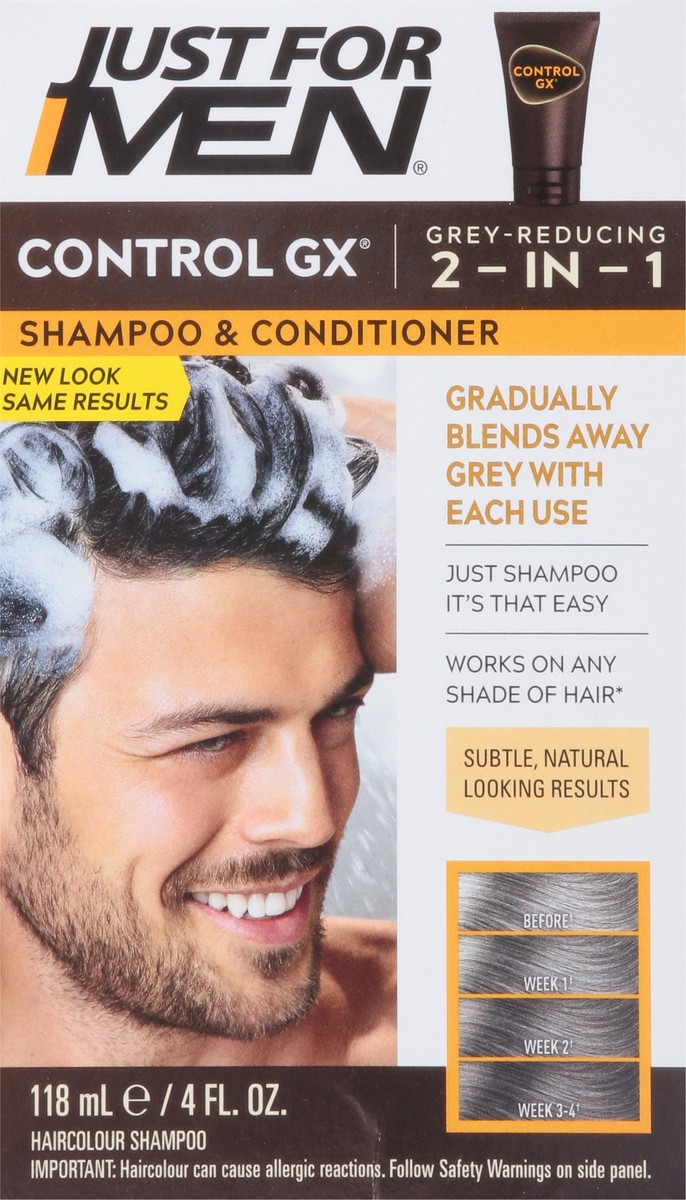 slide 6 of 9, Just for Men Control GX Grey Reducing 2-in-1 Shampoo & Conditioner 4 ea, 4 ct