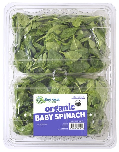 slide 1 of 1, River Fresh Farms Organic Baby Spinach, 2 lb