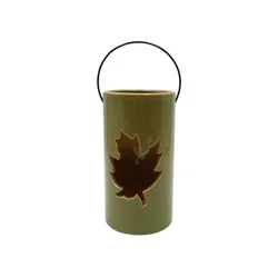 Holiday Home Ceramic Leaf Cutout Lantern