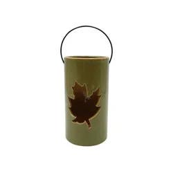 Holiday Home Ceramic Leaf Cutout Lantern