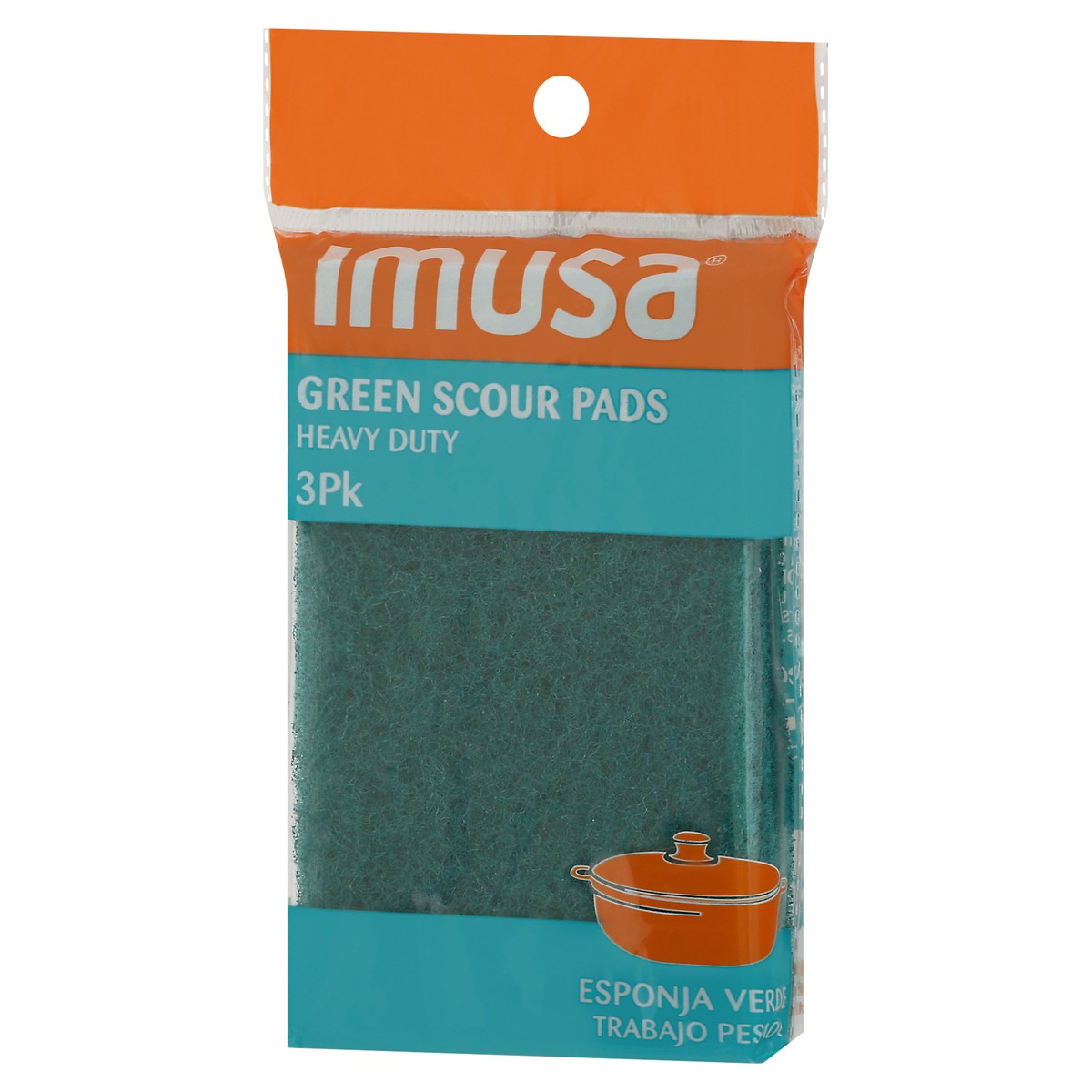 slide 5 of 9, IMUSA 3Pk Heavy Duty Green Scour Pads 3 ea, 3 ct