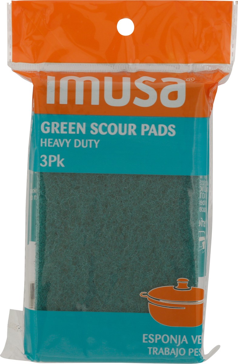 slide 8 of 9, IMUSA 3Pk Heavy Duty Green Scour Pads 3 ea, 3 ct