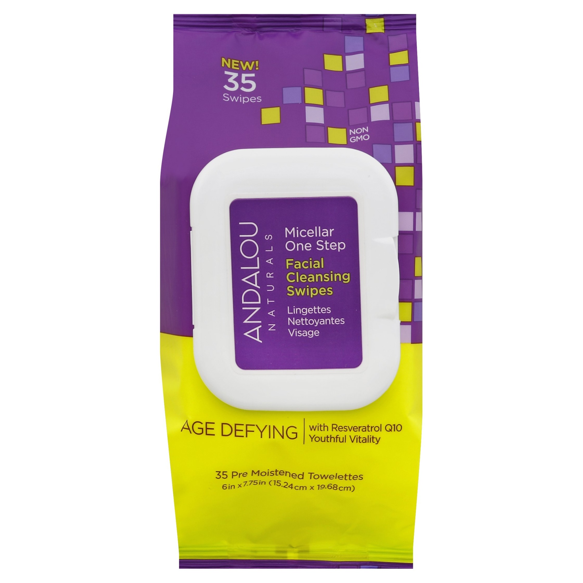 slide 1 of 1, Andalou Naturals Age Defying Facial Cleaning Swipes, 35 ct