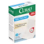 slide 1 of 1, Curad Non-Stick Pads Ouchless, 10 ct