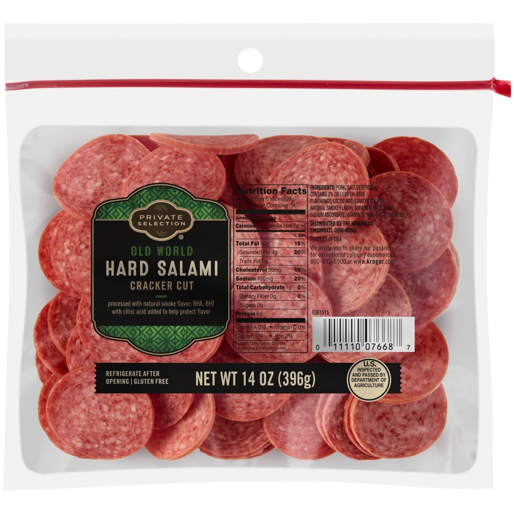 slide 1 of 1, Private Selection Old World Cracker Cut Hard Salami, 14 oz