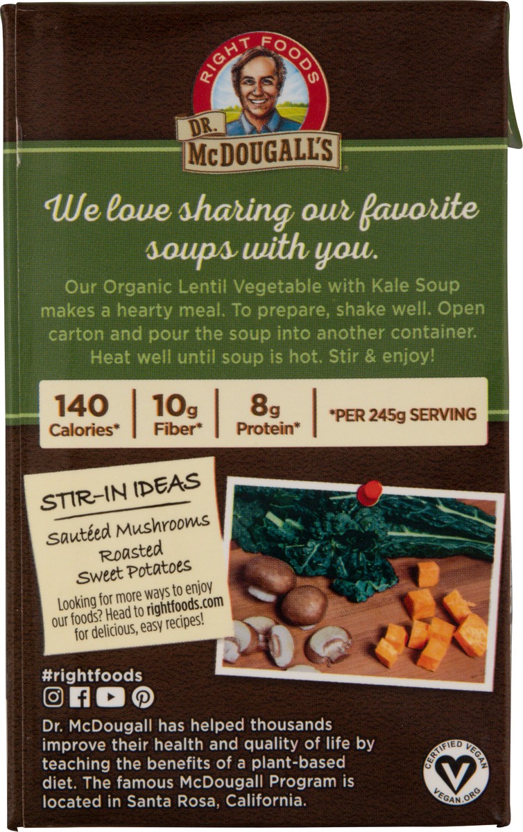 slide 6 of 9, Dr. McDougall's Organic Lentil Vegetable with Kale Soup 18.0 oz, 18 oz