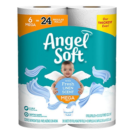 slide 1 of 1, Angel Soft Toilet Paper Fresh Linen 6 Mr, 6 ct