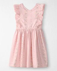 Girls Ruffle Dress Made with Organic Cotton in Spring Garden Print