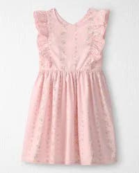 Girls Ruffle Dress Made with Organic Cotton in Spring Garden Print