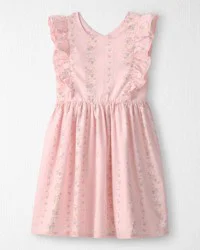 Girls Ruffle Dress Made with Organic Cotton in Spring Garden Print