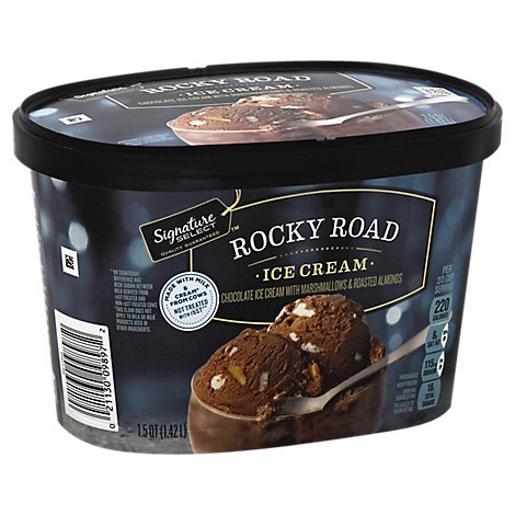 slide 1 of 1, Signature Select Ice Cream Rocky Road, 1.5 qt