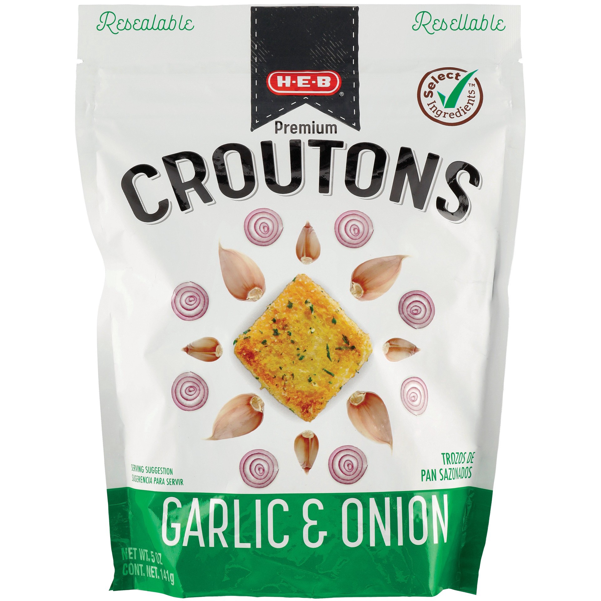 slide 1 of 1, H-E-B Garlic & Onion Premium Croutons, 5 oz