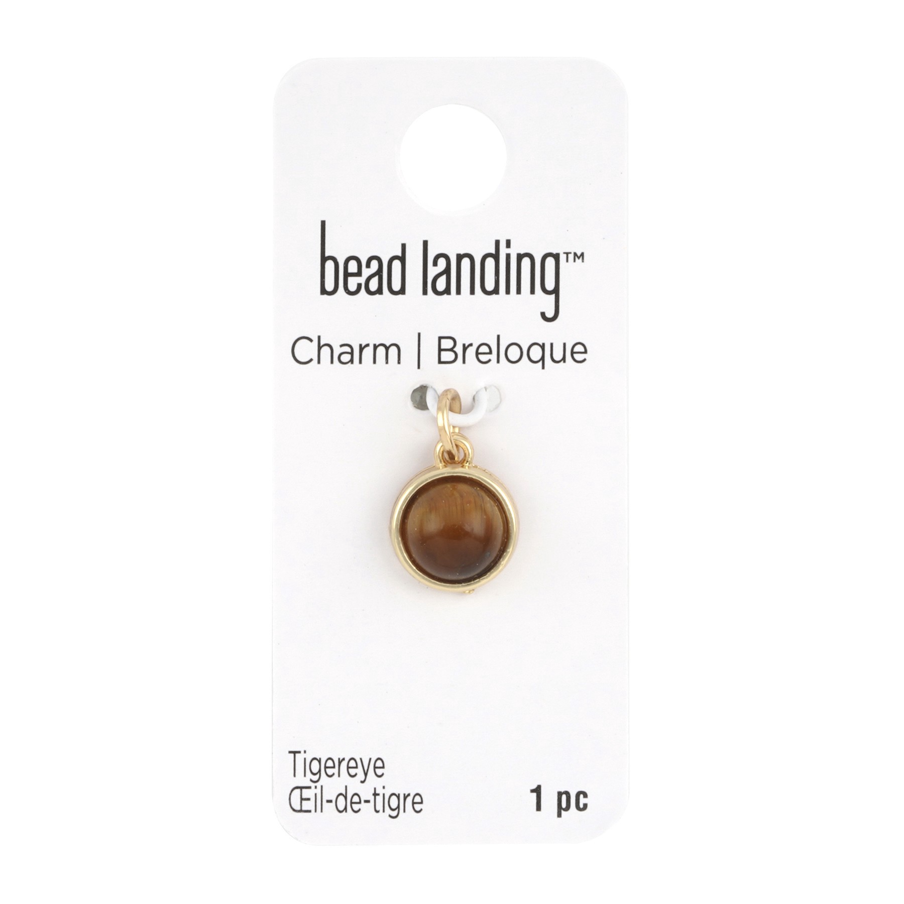 slide 2 of 3, Round Tiger's Eye Charm By Bead Landing, 10 mm charm diameter