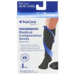 TopCare Health Men & Women Medical Compression Socks Below Knee Black Large